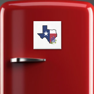 Texasflagge mit Staat Blume Bluebonnet Magnet
