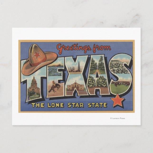 TexasGrüße vom einstündigen Staat Postkarte (Vorderseite)