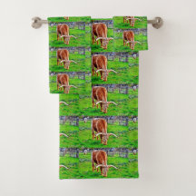 Texaslonghorn-Badezimmer-Tuch-Set