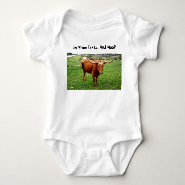 TexasLonghorn mit lustigem Texas-Sprichwort Baby Strampler (Vorderseite)