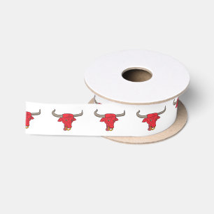 Texaslonghorn-rotes Stier-Zeichnen Satinband
