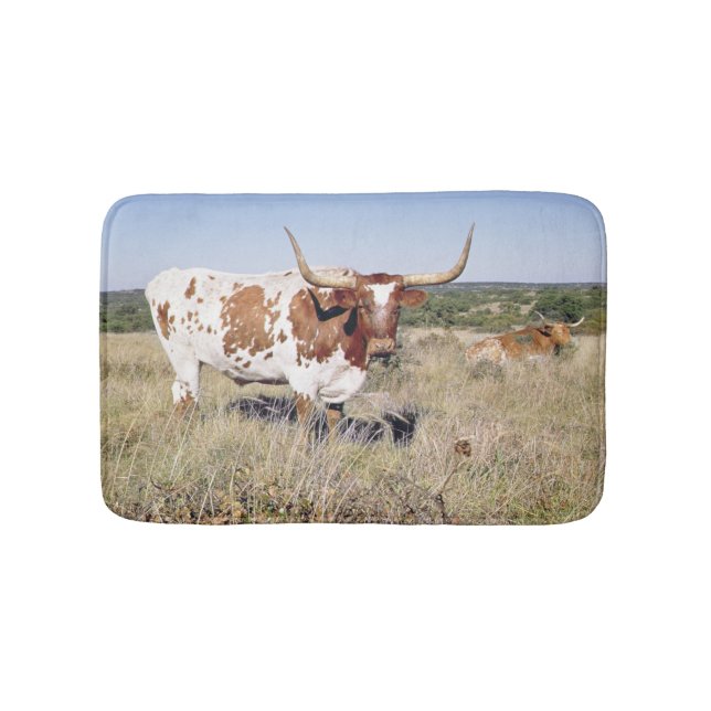 Texaslonghorn-Zucht (Foto) Badematte (Vorderseite)