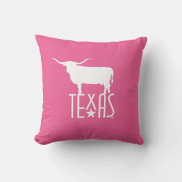 Texasymbole, ländliches Weiß, rosa Hintergrund Kissen