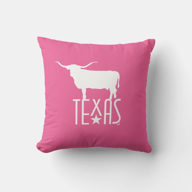 Texasymbole, ländliches Weiß, rosa Hintergrund Kissen (Vorderseite)