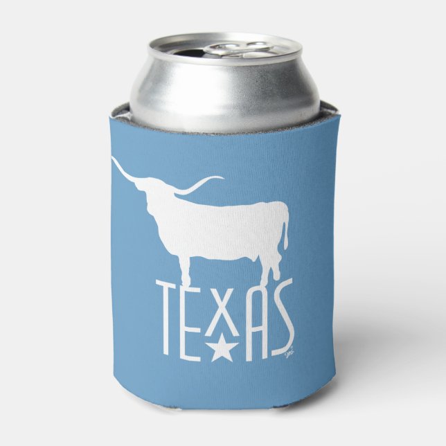 Texasymbole, Longhorn, blau Dosenkühler (Kanne Vorderseite)
