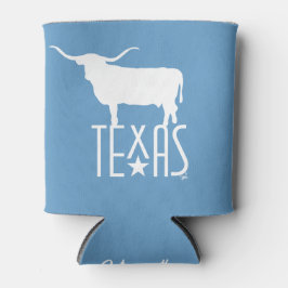 Texasymbole, Longhorn, blau Dosenkühler