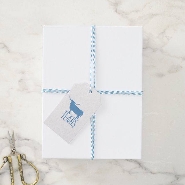 Texasymbole, Longhorn, blau Geschenkanhänger (Mit Garn)