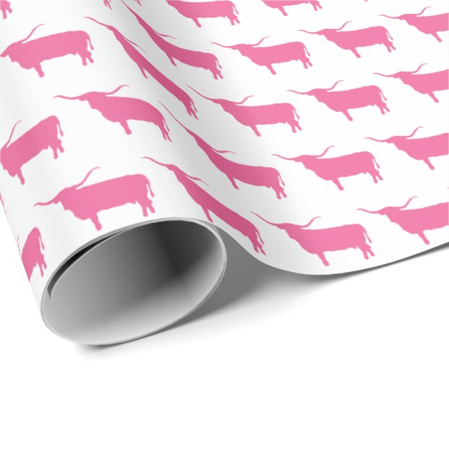 Texasymbole, Longhorn, blau Geschenkpapier (Rolleneckpunkt)