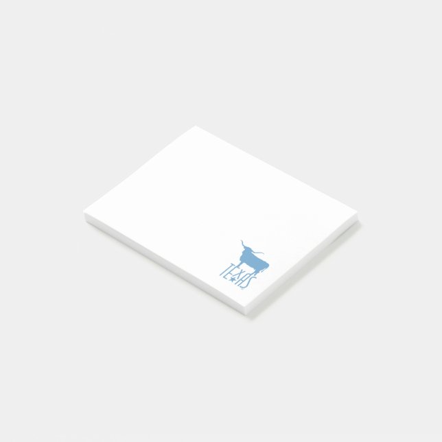 Texasymbole, Longhorn, blau Post-it Klebezettel (angewinkelt)