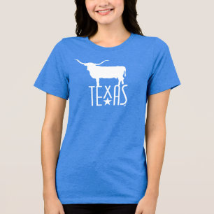 Texasymbole, Longhorn, blau Tri-Blend Shirt