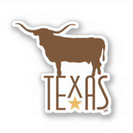 Texasymbole, Longhorn, braun Aufkleber