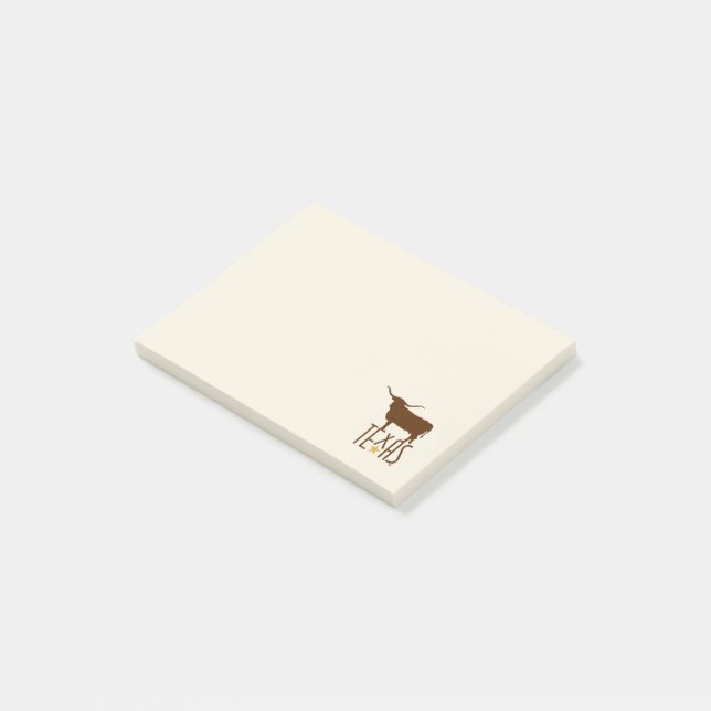 Texasymbole, Longhorn, braun Post-it Klebezettel (angewinkelt)