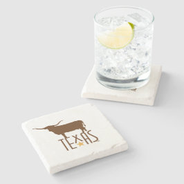 Texasymbole, Longhorn, braun Steinuntersetzer