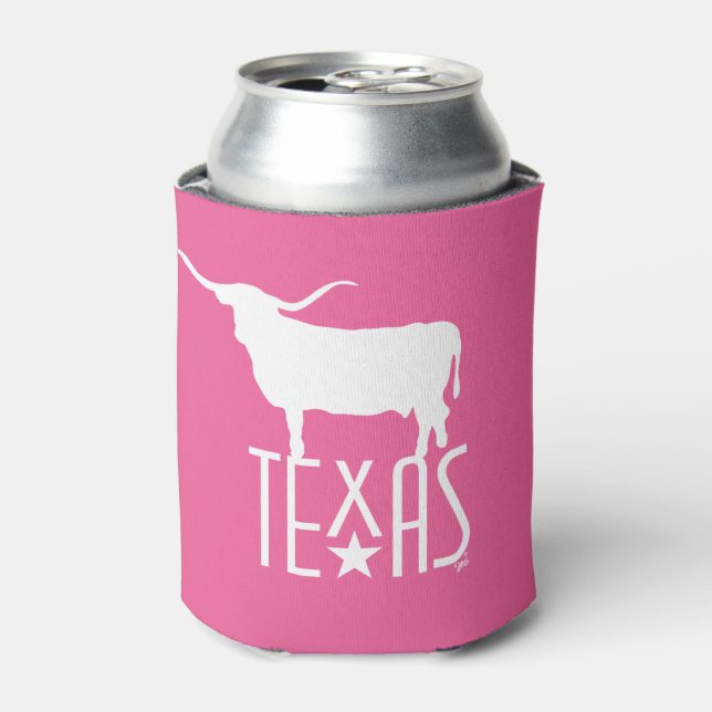 Texasymbole, Longhorn, rosa Dosenkühler (Kanne Vorderseite)