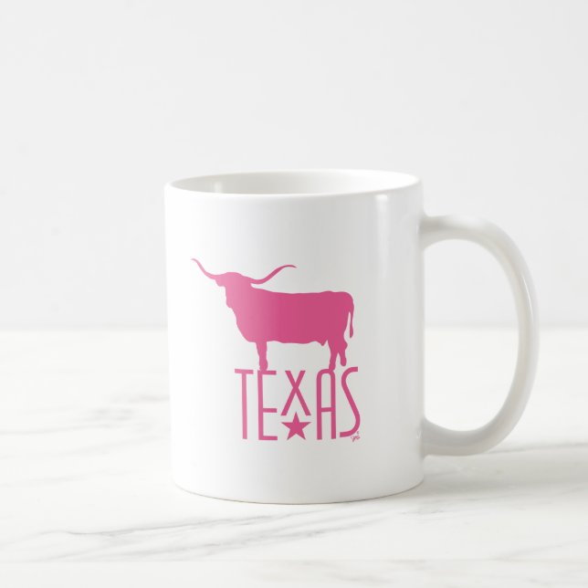 Texasymbole, Longhorn, rosa Kaffeetasse (Rechts)