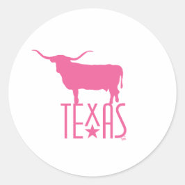 Texasymbole, Longhorn, rosa Runder Aufkleber
