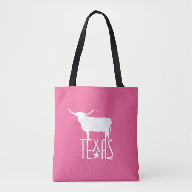 Texasymbole, Longhorn, rosa Tasche (Vorderseite)