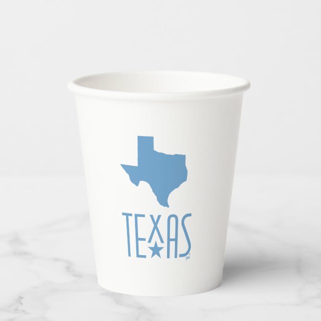Texasymbole, Staat von Texas, blau Pappbecher (Vorderseite)