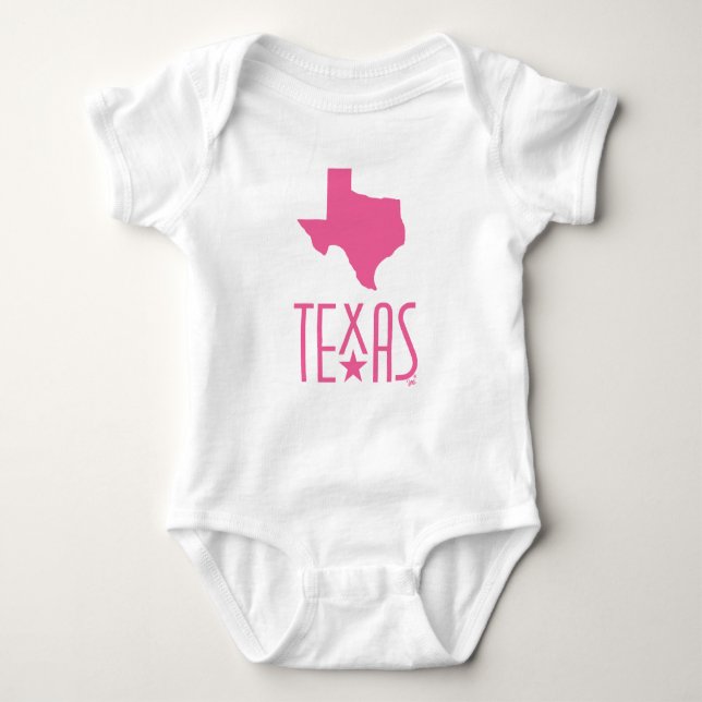 Texasymbole, Staat von Texas, rosa Baby Strampler (Vorderseite)