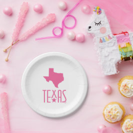 Texasymbole, Staat von Texas, rosa Pappteller
