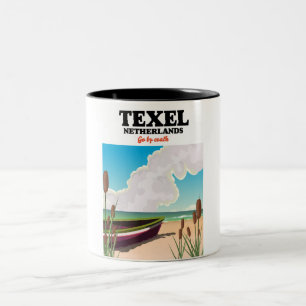 Texel Niederlande Reiseplakat Zweifarbige Tasse