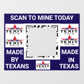 TeXit Coin Cobalt QR Code mit TeXit Coin Logo Fensteraufkleber