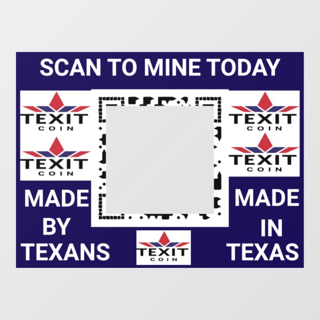 TeXit Coin Cobalt QR Code mit TeXit Coin Logo Fensteraufkleber (Blatt)