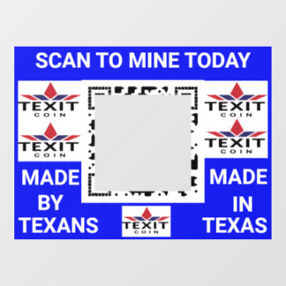 TeXit Coin Cobalt QR Code mit TeXit Coin Logo Fensteraufkleber