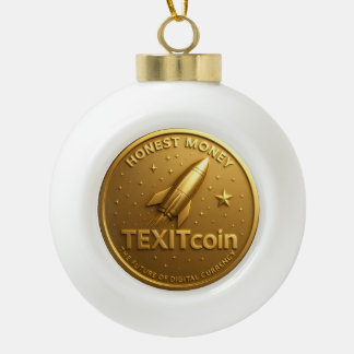 TexitCoin Gold Coin Christmas Keramik Kugel-Ornament