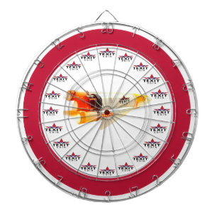TexitCoin rot und weiß mit Texit-Logo/RocketShip Dartscheibe