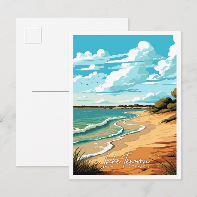 Texoma Texas Travel Vintage Illustration Postkarte (Vorne/Hinten)