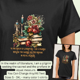 Text ändern, Bücher und Kerzen, Zitat, schwarz T-Shirt