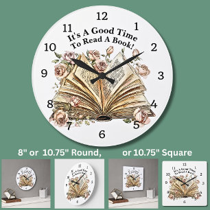 Text ändern - Es ist gute Zeit, ein Buch zu lesen Große Wanduhr