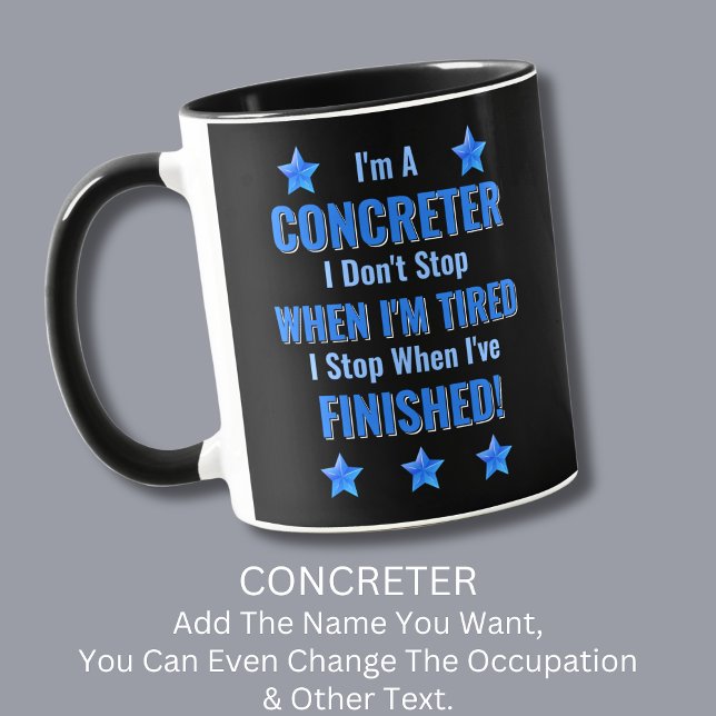 Text ändern, ich bin ein KONKRETER, nicht müde mac Tasse (Von Creator hochgeladen)