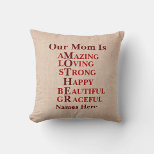 Text ändern, unsere Mama sind MUTTER-Wörter, Namen Kissen