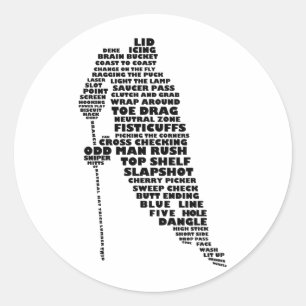 Text-Art des Hockey-Spielers Runder Aufkleber