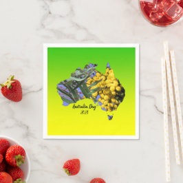 Text Australia Day Gum Leaaf Wattle Cocktail bearb Serviette