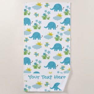 Text-Badetuch des niedlichen Elefant-Musters Strandtuch