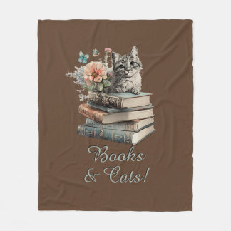 Text, Bücher und Katzen ändern, mit Blume, auf bra Fleecedecke