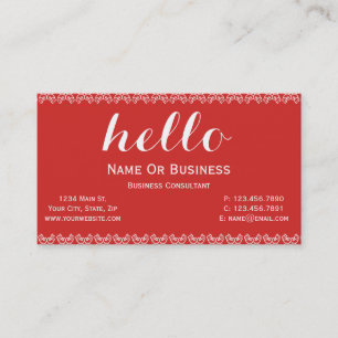 Text der Grußbotschaft "Tomato Red and White Uniqu Visitenkarte