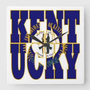 Text der Kentucky-Flagge Quadratische Wanduhr