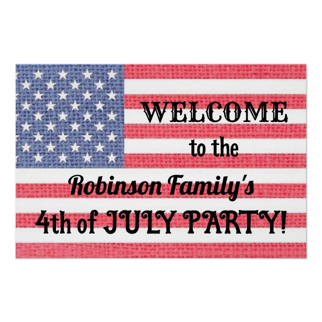 Text der patriotischen amerikanischen Flagge Burla Poster (Vorderseite)