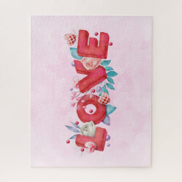 Text der roten Liebe in fett formatierten Blockbuc