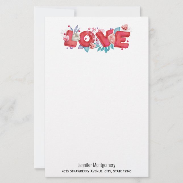 Text der roten Liebe in fett formatierten Blockbuc (Vorderseite)