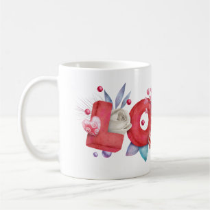 Text der roten Liebe in fett formatierten Blockbuc Kaffeetasse