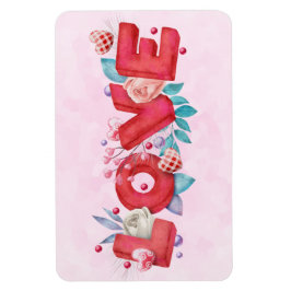 Text der roten Liebe in fett formatierten Blockbuc Magnet