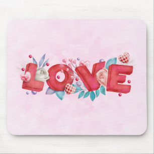 Text der roten Liebe in fett formatierten Blockbuc Mousepad