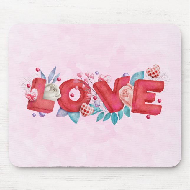 Text der roten Liebe in fett formatierten Blockbuc Mousepad (Vorne)