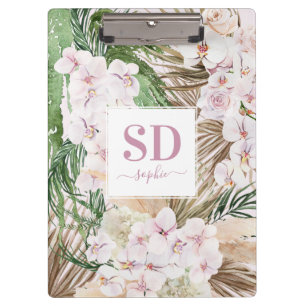 Text der Schrift "Pampas gras", "orchid", "tropisc Klemmbrett