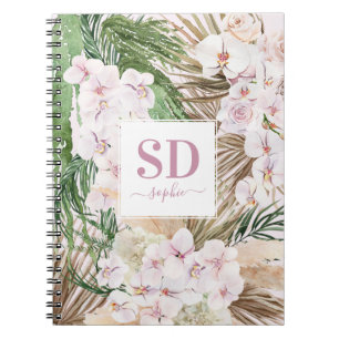 Text der Schrift "Pampas gras", "orchid", "tropisc Notizblock
